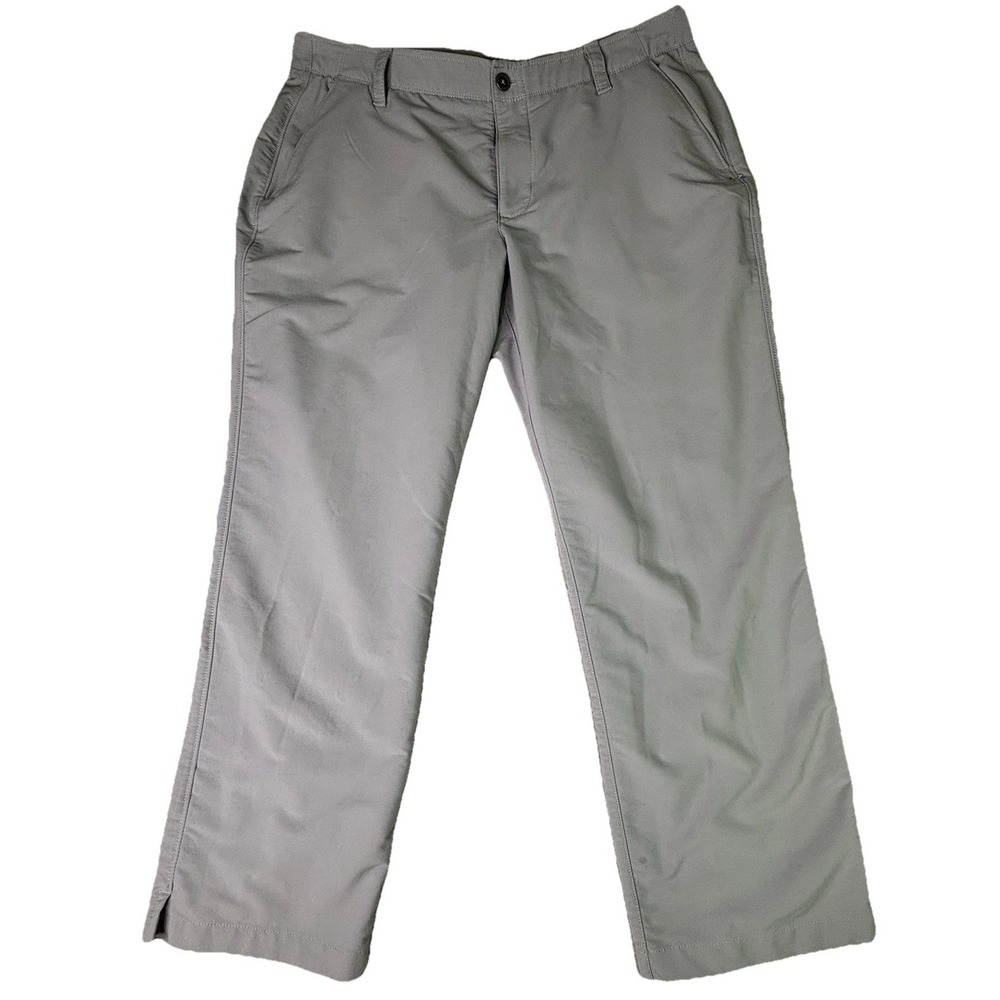 Under Armour Men Gray Flat Front Chino Pants Size 40 x 30 Golf Activewear